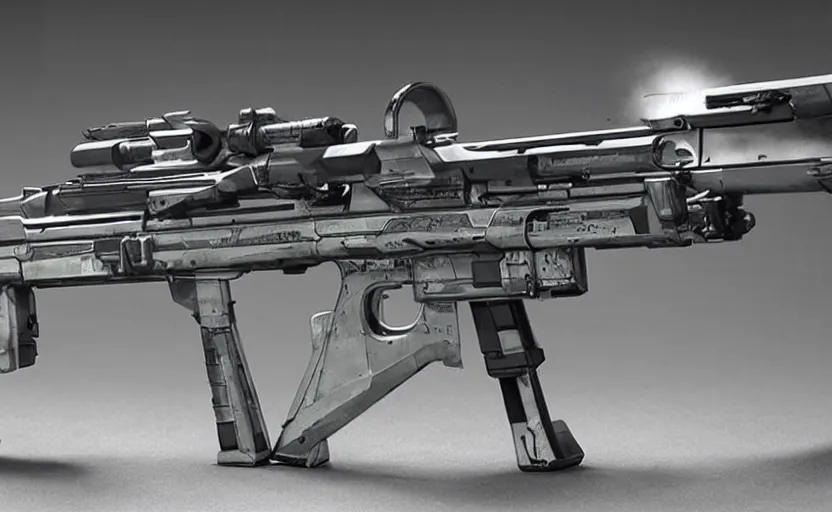 Prompt: a highly futuristic science - fiction rifle