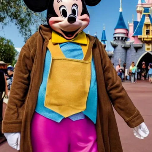 Image similar to transgender costume character at disneyland made only to upset republicans, highly detailed, high definition, ultra realistic