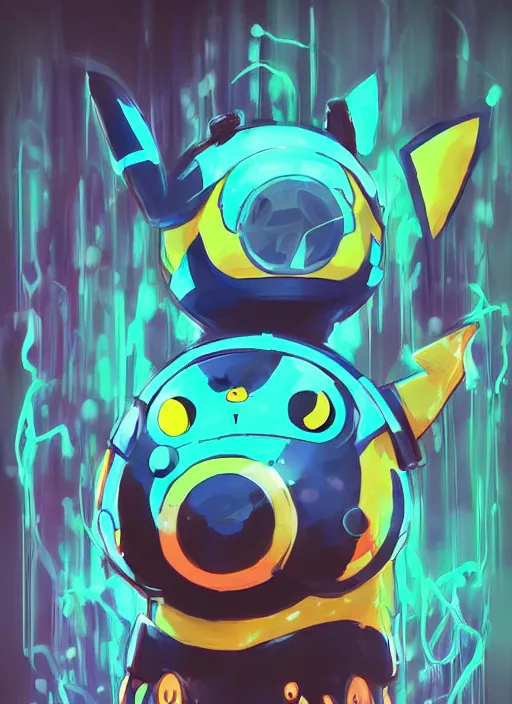 Prompt: lofi BioPunk Pokemon Pikachu portrait Pixar style by Ross Tran