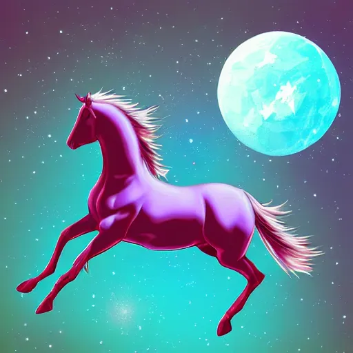 Image similar to horse in space digital art