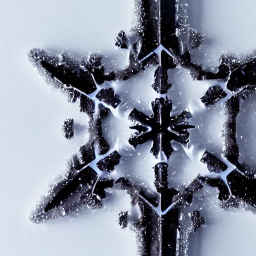 Prompt: an alien snowflake, white background, studio lighting, macro lens, dslr