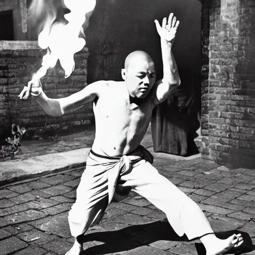 Prompt: famous photography of a Monk on Fire by Malcom Browne
