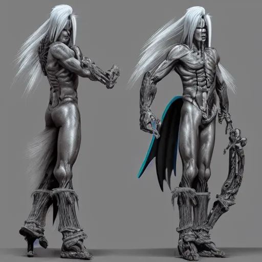 Prompt: sephiroth is mario, a computer rendering by h. r. giger, trending on zbrush central, neoplasticism, zbrush, reimagined by industrial light and magic, # vfxfriday