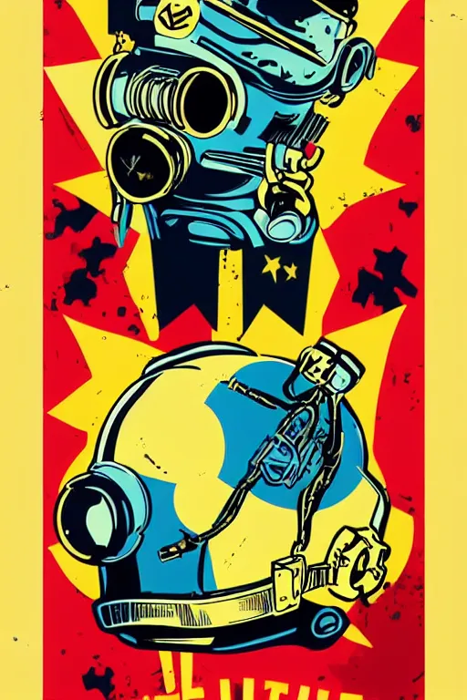 Image similar to fallout 7 6 retro futurist illustration art by butcher billy, sticker, colorful, illustration, highly detailed, simple, smooth and clean vector curves, no jagged lines, vector art, smooth andy warhol style