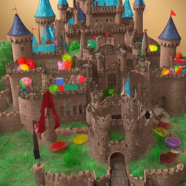 Image similar to castle made out of candy detailed scenery artwork, candy scenery artwork, fourth dimension, artstation!! pixiv!!