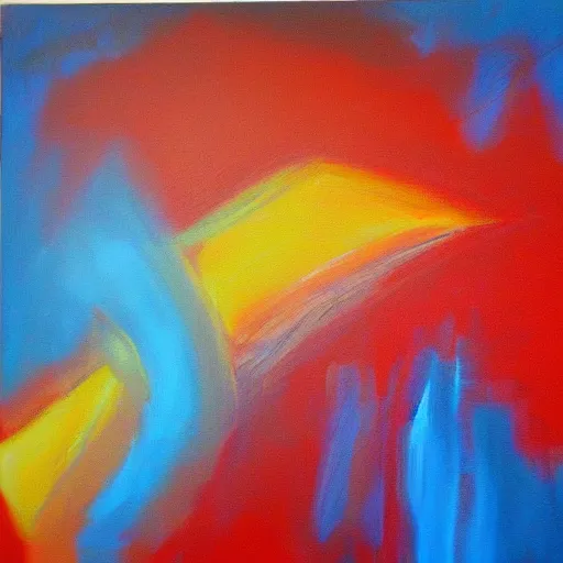 Image similar to acrylic abstract painting on canvas using primary red and blue