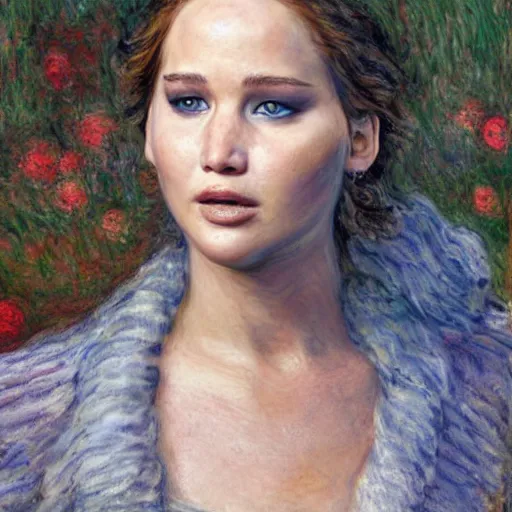 Prompt: Jennifer Lawrence in love with a fork hyper realistic 8k, highly detailed fantasy character illustration by Wayne Reynolds and Charles Monet and Gustave Dore and Carl Critchlow and Bram Sels