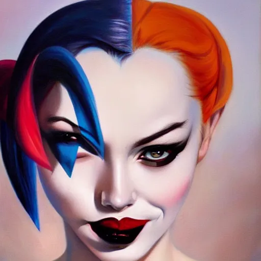 Prompt: harley quinn painted by luis ricardo falero