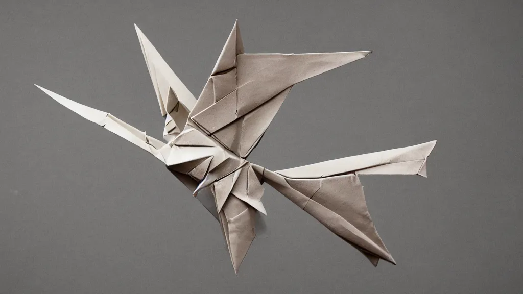 Prompt: origami hawkish the very crispest, neatest temporariness