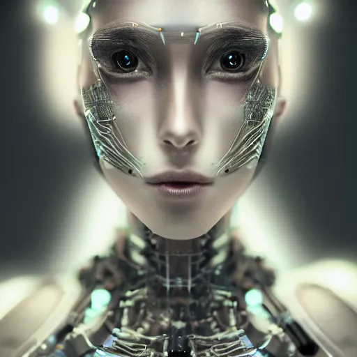 Prompt: beautiful centered fine art photo portrait of romantic beautiful girl as a solarpunk robotic humanoid, real face, dark mechanical parts with led lights, ballet style pose, photorealistic, white background, highly detailed and intricate, soft box lighting, hdr 8 k