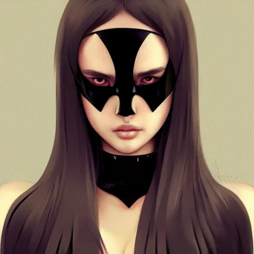 Image similar to a beautiful young japanese natalie portman alluring model in crop top, wearing a demonic latex mask that looks like an attractive succubus by guweiz and wlop and ilya kuvshinov and artgerm symmetrical eyes, aesthetic, gorgeous, stunning, attractive, artstation, deviantart, pinterest, digital art