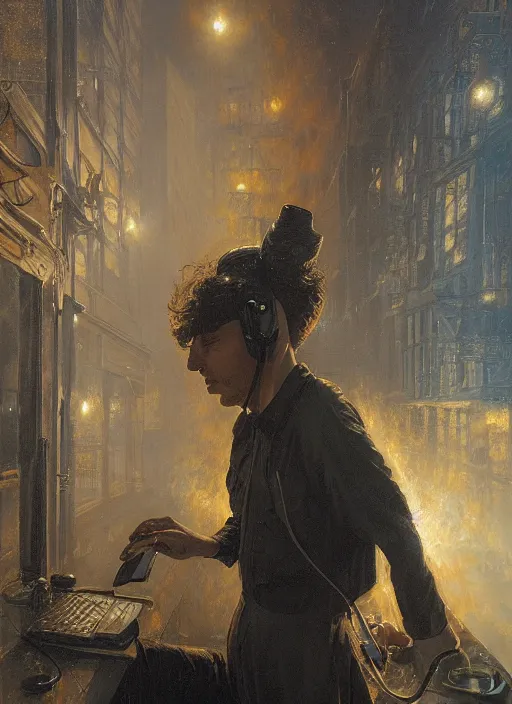 Image similar to A telemarketer made from fire and thick steam, torch shadows, foggy night, intricate, elegant, highly detailed, donato giancola, Joseph Christian Leyendecker, WLOP, Boris Vallejo, Artgerm