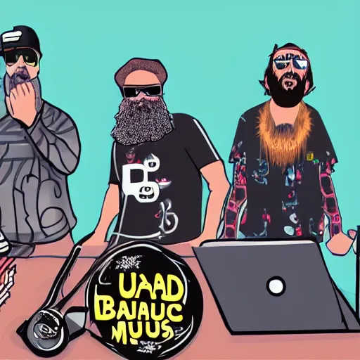 Image similar to beardthug, dj, music festival, hyperrealistic