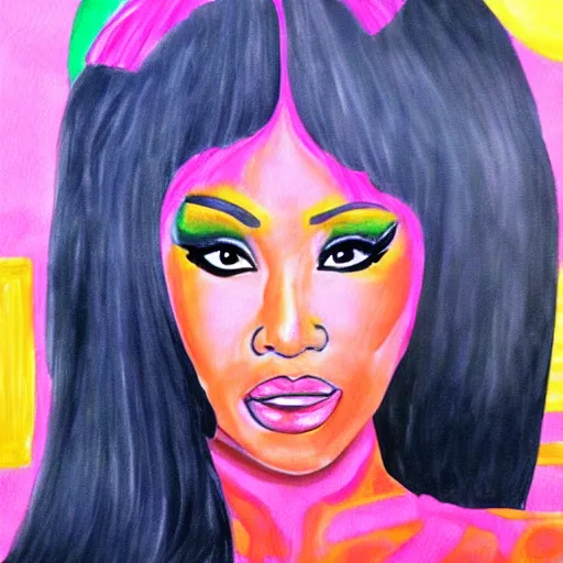 Prompt: children's painting of nicki minaj