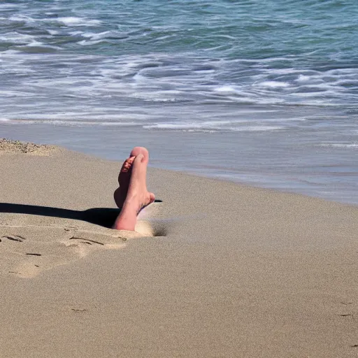 Prompt: Donald Trump at the beach, dipping his toes into the ocean.