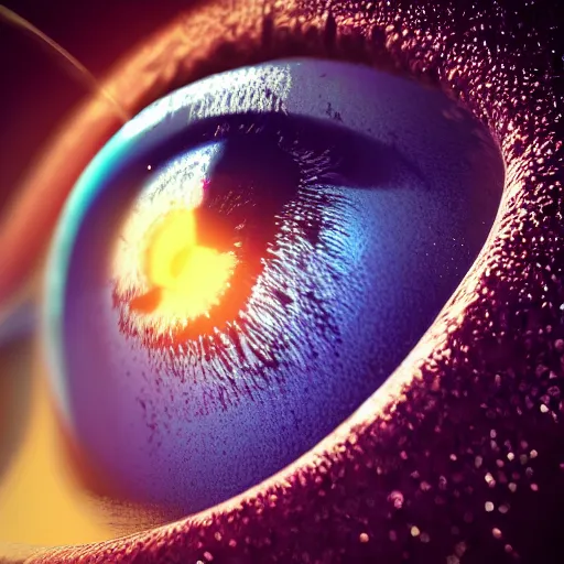 Image similar to the universe in the middle of an eye, close up, highly detailed, octane render,
