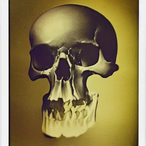 Prompt: polaroid of an animal skull