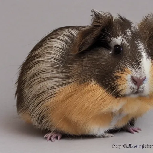 Prompt: grey abyssinian guinea pig photo realistic
