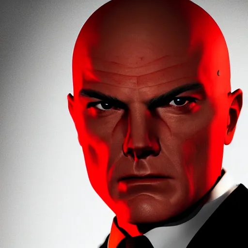 Prompt: a portrait of agent 4 7 from hitman wearing headphones, dark background, red rim light, highly detailed, smooth, sharp focus