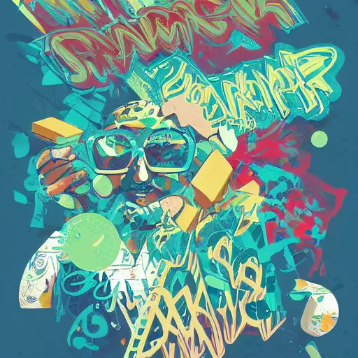 Image similar to poster art for berner, herb, cookies runtz, miami, graffiti, geometric 3 d shapes, tones of blue and green, marbling, marijuana, smoke : 5 by sachin teng, trending on artstation : 5