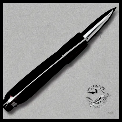 Image similar to a product photo of a fountain pen exacto knife by junji ito, ethereal eel