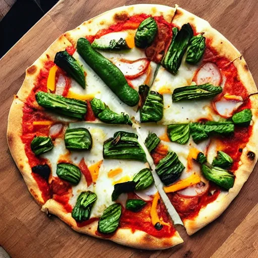 Image similar to instagram food pic of a coal fired veggie pizza