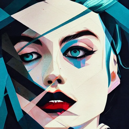 Prompt: Margot Robbie picture by Sachin Teng, asymmetrical, dark vibes, Realistic Painting , Organic painting, Matte Painting, geometric shapes, hard edges, graffiti, street art:2 by Sachin Teng:4