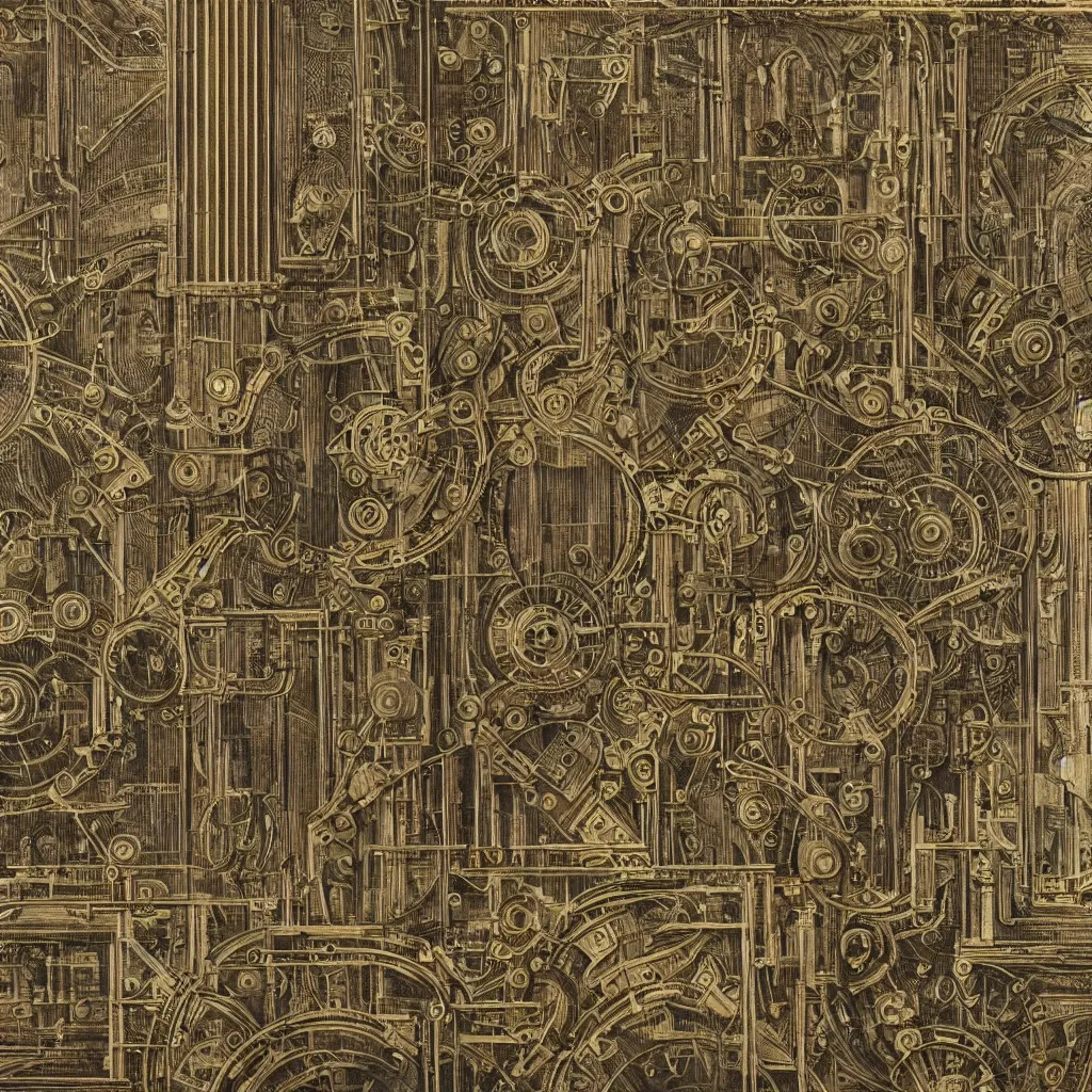 Prompt: close - up on detailed, intricate technical drawings from 1 8 4 0 with extensive written labels and covered in scribbled pencil notes, for a mechanical display attachment to babbage's difference engine, showing a screen playing tetris, beautiful, symmetric, art nouveau