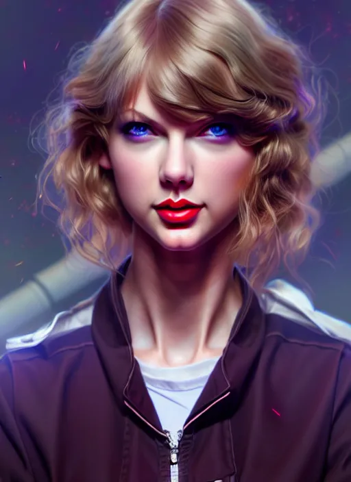 Image similar to taylor swift, evangelion, au naturel, hyper detailed, digital art, trending in artstation, cinematic lighting, studio quality, smooth render, frostbite 3 engine rendered, art style by klimt and nixeu and ian sprigger and wlop and krenz cushart