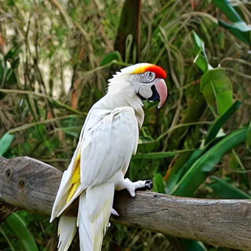 Prompt: rainbow albino macaw