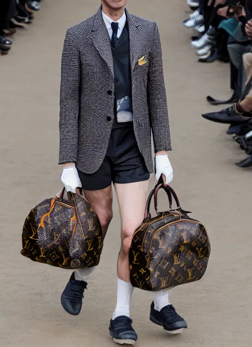 Image similar to hyperrealistic and heavy detailed louis vuitton runway show of albert einstein, leica sl 2 5 0 mm, vivid color, high quality, high textured, real life