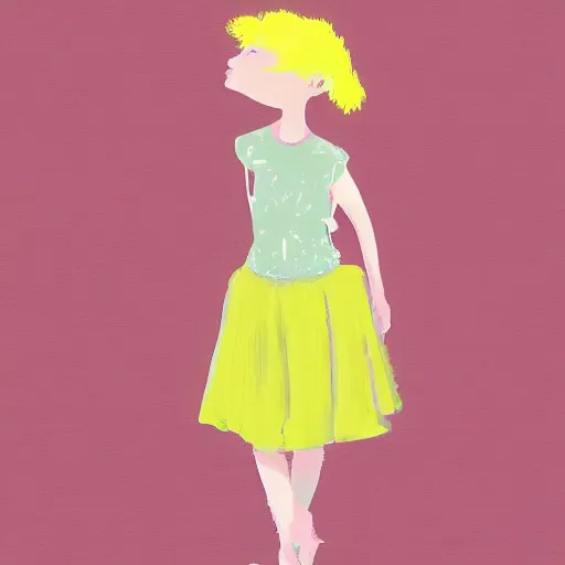 Prompt: girl with yellow hair and pink dress, digital art