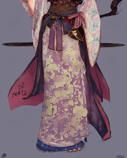 Image similar to A full-body anime portrait of Ssunbiki as a beautiful woman wearing a kimono from Skyrim, by Stanley Artgerm Lau, WLOP, Rossdraws, James Jean, Andrei Riabovitchevy, Marc Simonetti, and Sakimichan, trending on artstation