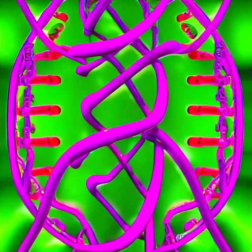 Prompt: dna inside a cell neon colors futuristic