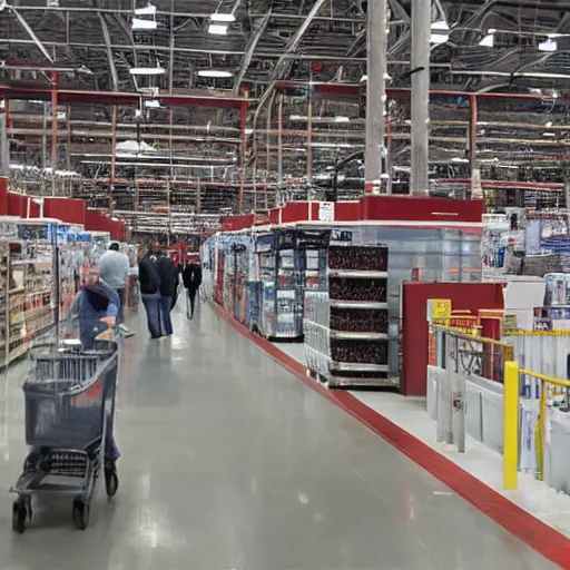 Image similar to a costco entirely staffed by robots