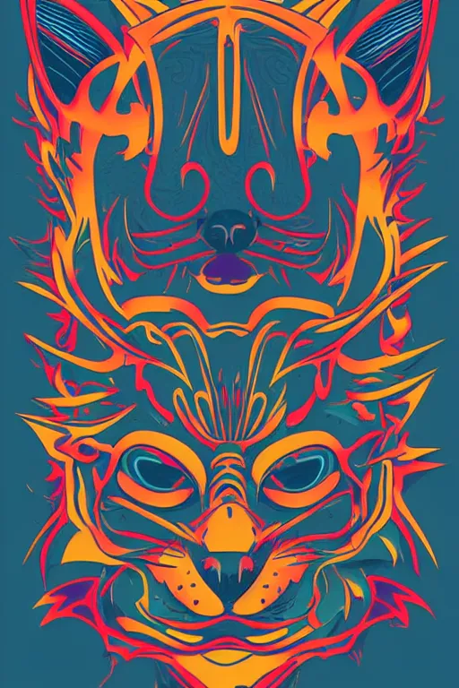 Image similar to demon cat, art by brian miller, sticker, colorful, illustration, highly detailed, simple, smooth and clean vector curves, no jagged lines, vector art, smooth