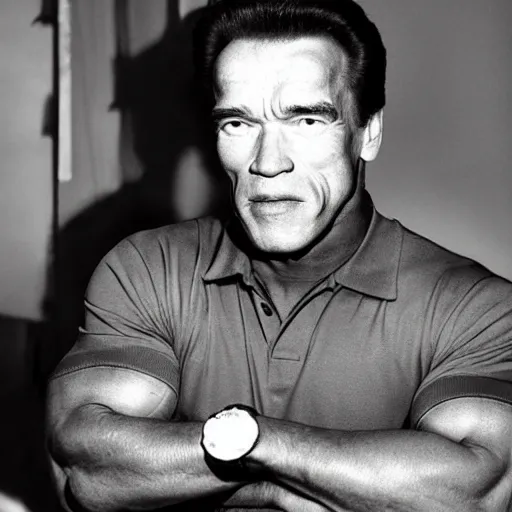 Prompt: arnold schwarzenegger in a polo