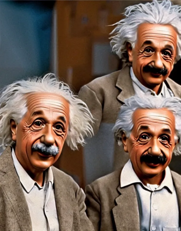 Image similar to Albert Einstein in a pixar film, movie, cinematic