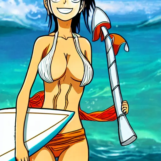 Image similar to Nami from one piece surfing