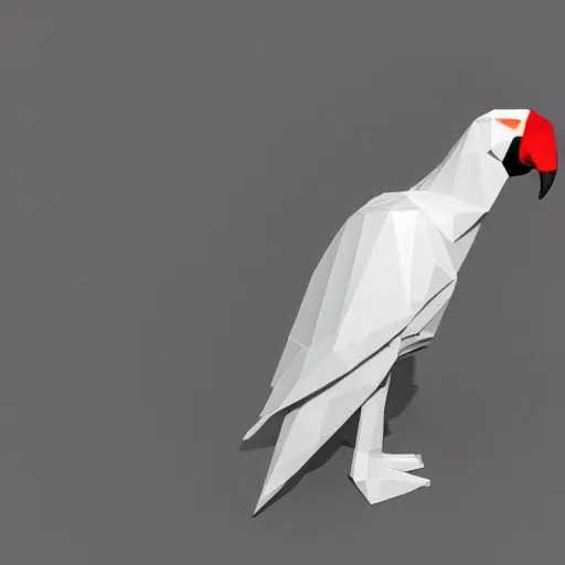 Prompt: low poly render of parrot, white background