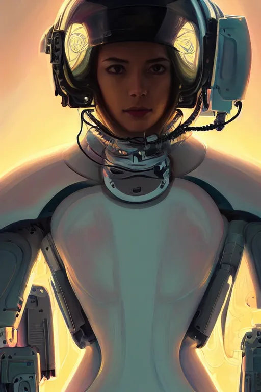 Image similar to portrait futuristic beautiful South american Airforce armored pilot Girl, at inside of future fighter aircraft, ssci-fi, fantasy, intricate, very very beautiful, elegant, human anatomy, neon light, highly detailed, digital painting, artstation, concept art, soft light, smooth, sharp focus, illustration, art by tian zi and WLOP and alphonse mucha