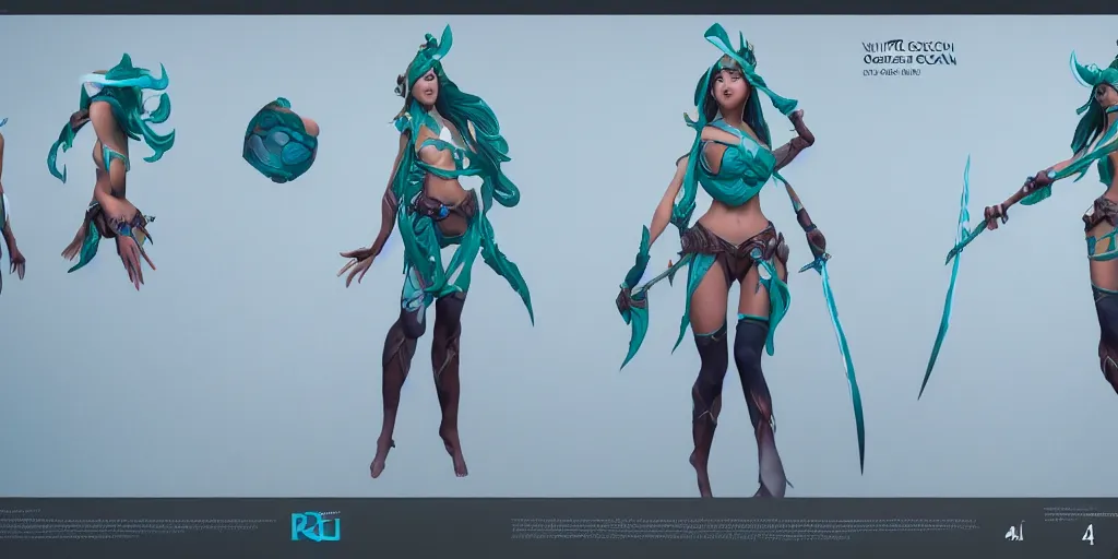 Prompt: character sheet of beautiful Ocean Song Akali (wild rift). 3d render, octane render, realistic, highly detailed, trending on artstation, 4k, trending on artstation, pixar, cgsociety, unreal engine 5, redshift render, trending on artstation, blender, behance, cg