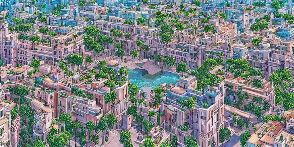 Image similar to Madrid in studio Ghibli Style, 4k, very detailed,