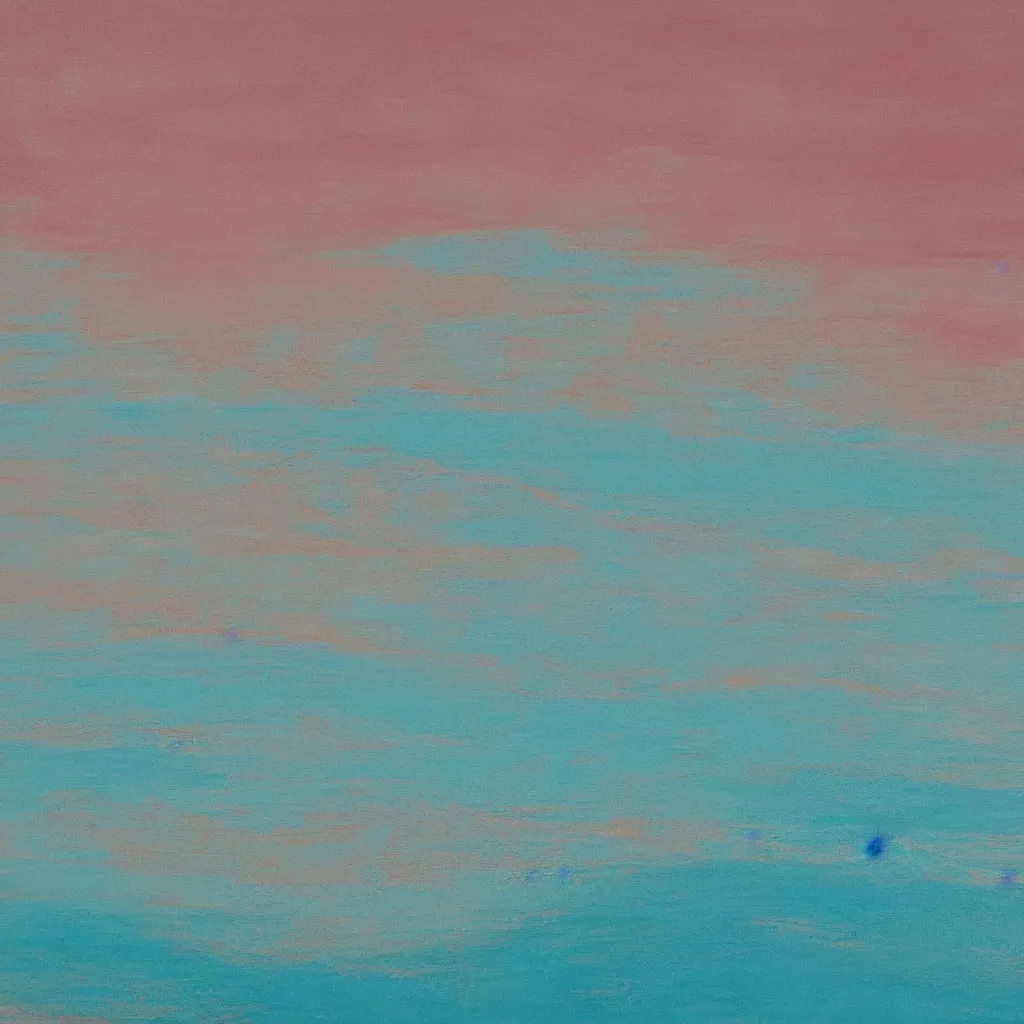 Image similar to minimalist painting in neutral tones of ocean waves, water, with colors turquoise, pink, grey, gold