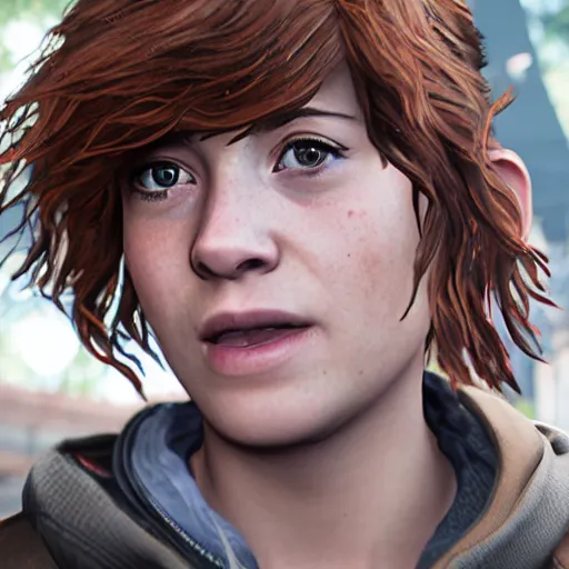 Image similar to jessie buckley in life is strange, highly detailed, high quality, hd, 4 k, 8 k, canon 3 0 0 mm, professional photographer, 4 0 mp, lifelike, top - rated, award winning