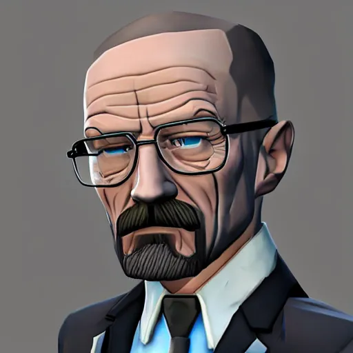 Prompt: walter white in the style of a fortnite character