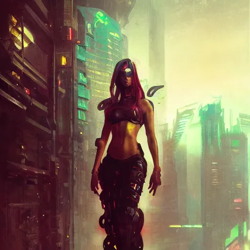 Prompt: cyberpunk mermaid, oil painting, Tooth Wu, Greg Rutkowski, RPG portrait, dynamic lighting, fantasy art, High contrast, depth of field