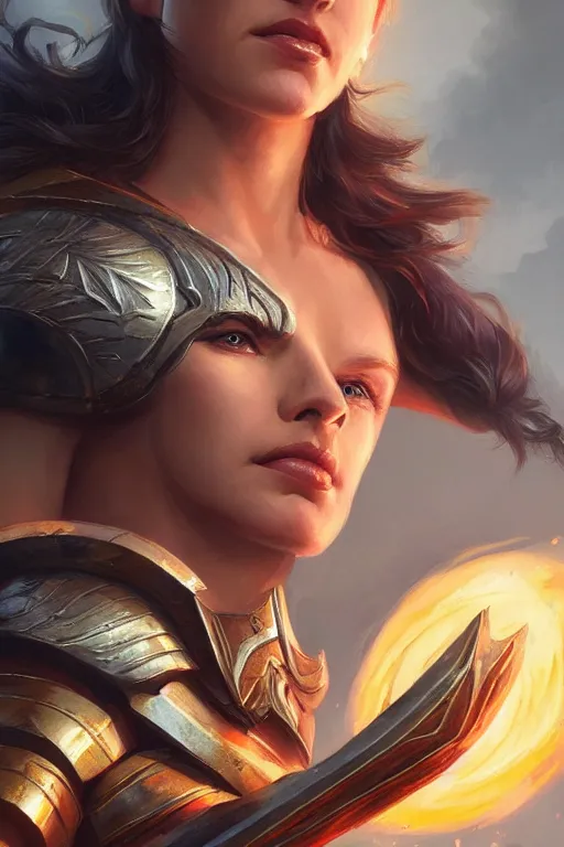 Image similar to amazon valkyrie athena, d & d, fantasy, portrait, highly detailed, headshot, digital painting, trending on artstation, concept art, sharp focus, illustration, art by artgerm and greg rutkowski and magali villeneuve