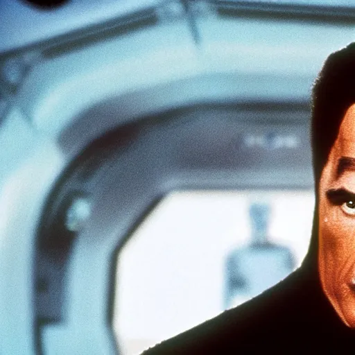 Prompt: arnold schwarzenegger in star trek the next generation, 4 k hd still