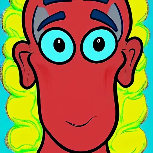 Image similar to handsome squidward portrait, cartoon network, big lips, vivid colors